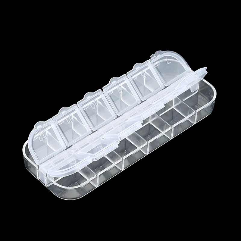 12 Sots Empty Nail Manicure Storage Box Acrylic Case Gem Stone Powder Rhinestones Sticks Container Nail Salon Tools Accessories