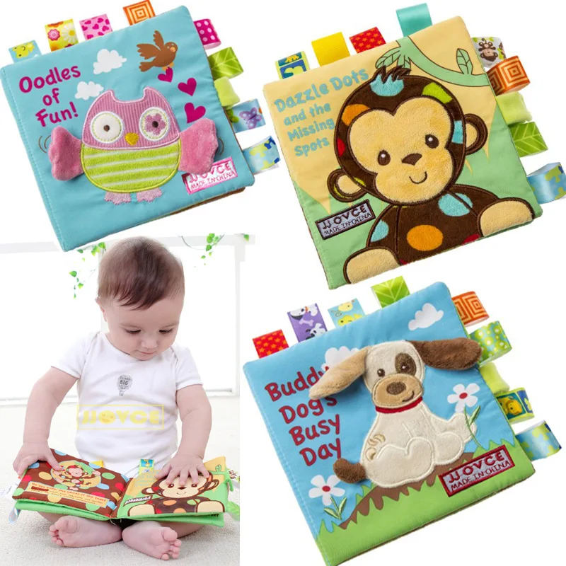 

JJOVCE Baby Book Cloth Baby Fabric Books English Educational Infant Rustling Toys Learning Toys Animals Zoo for Bedtime Story