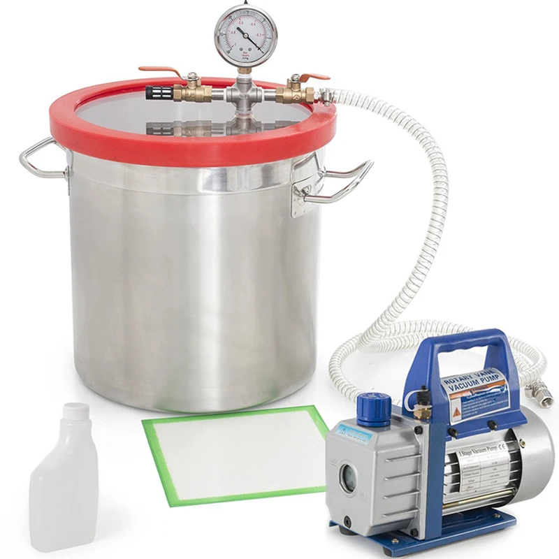 

5Gal Vacuum Buckets 220V 2L Vacuum Pump,280*280mm Stainless Steel Vacuum Degassing Chamber 1pc