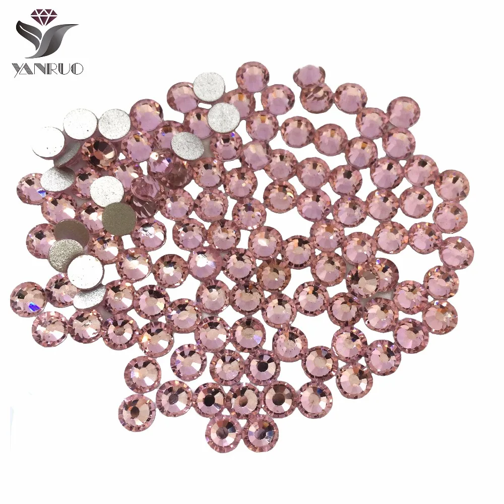 YANRUO 2025NoHF Light Rose Rhinestones Strass Flatback Crystal Pedicure Pink Rhinestone Crystal Craft DIY Nail Art Phone Case