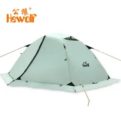 Hewolf Outdoor Four Seasons 2 Person Winterized Winter Tent Double Layer Beach Tourist Camping Tent Snow Skirt