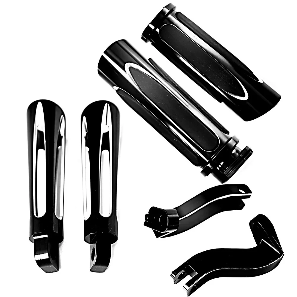 

Shallow Cut Footpegs&Passenger Mounting&Hand Grips For Harley Touring Street Glide Road King 1993-2018 Cable Model