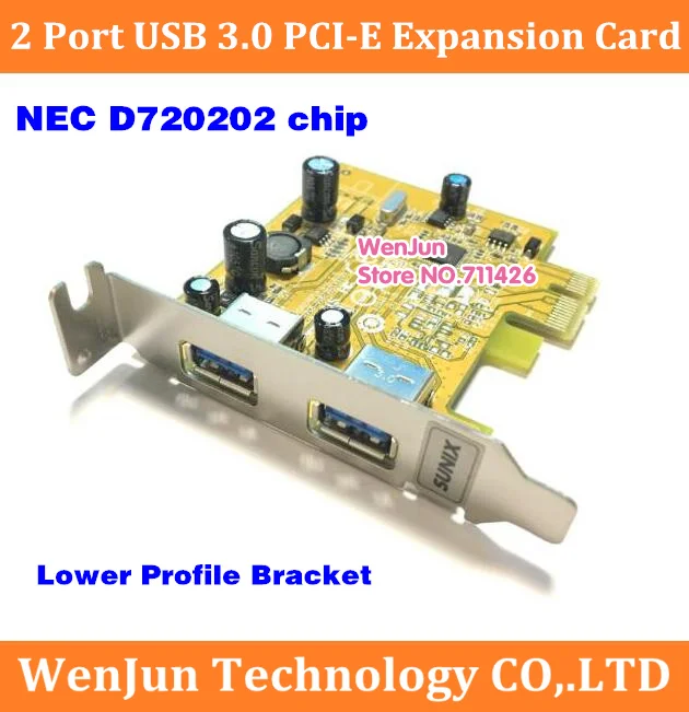 High Quality  2 Port USB 3.0 PCI-E Expansion Card Adapter 2port USB3.0 lower profile bracket External NEC D720202