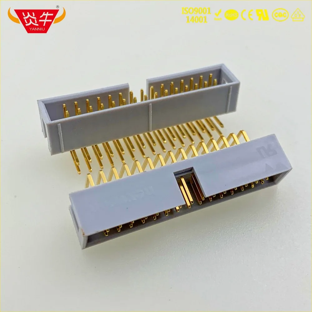 50pcs DC3-30P GREY WHITE 30PIN IDC SOCKET BOX 2.54mm PITCH BOX HEADER RIGHT ANGLE CONNECTOR CONTACT PART OF THE GOLD-PLATED 3Au