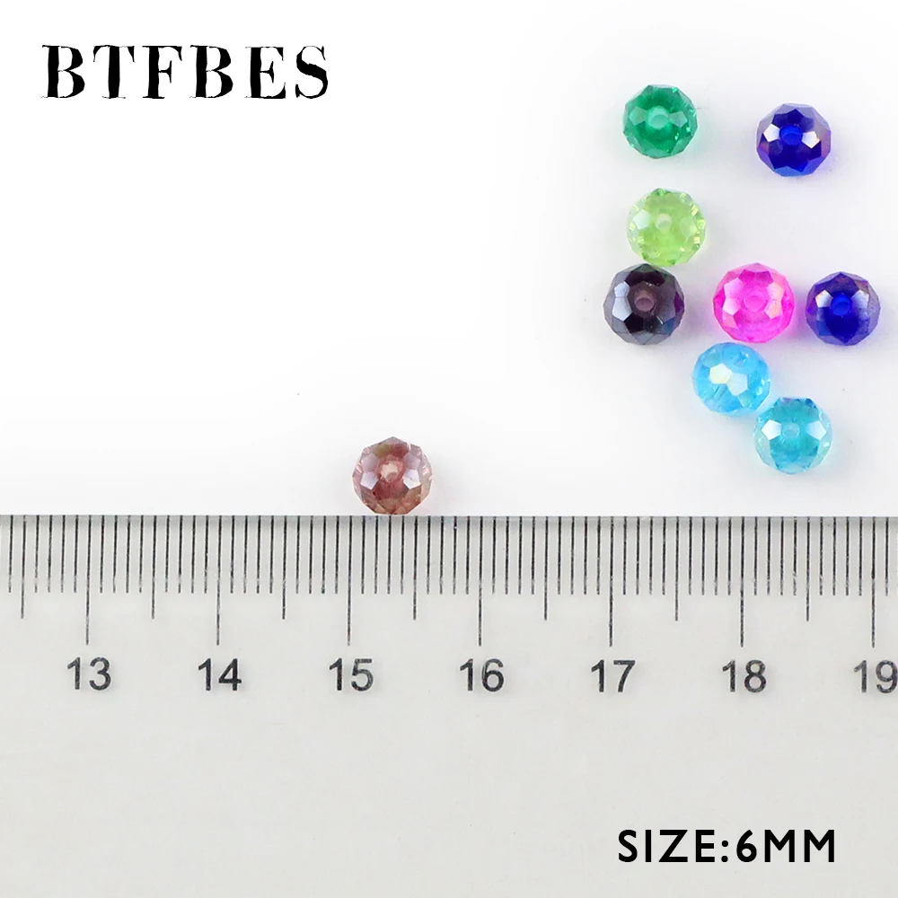 BTFBES 50pcs 6mm Faceted Flat Round Austrian Crystals Loose Bead Glass Ball for Bracelet Necklace Jewelry Making DIY Accessories