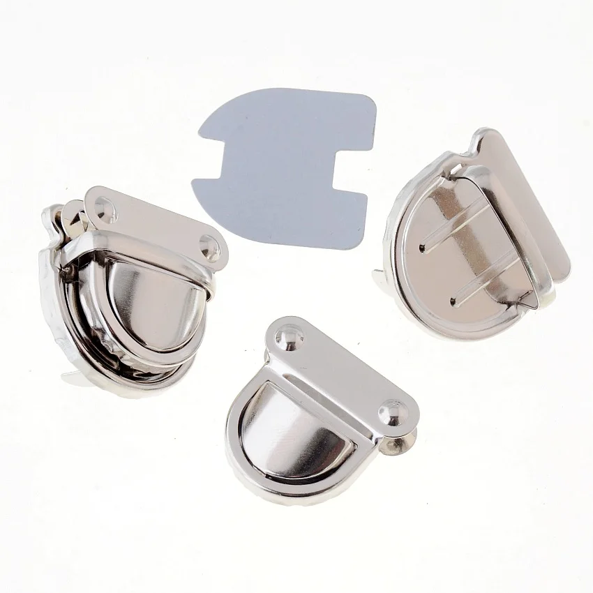 

Free Shipping-10 Sets Silver Tone Trunk Lock Handbag Bag Accessories Purse Snap Clasps/ Closure Locks 32x32mm J1823