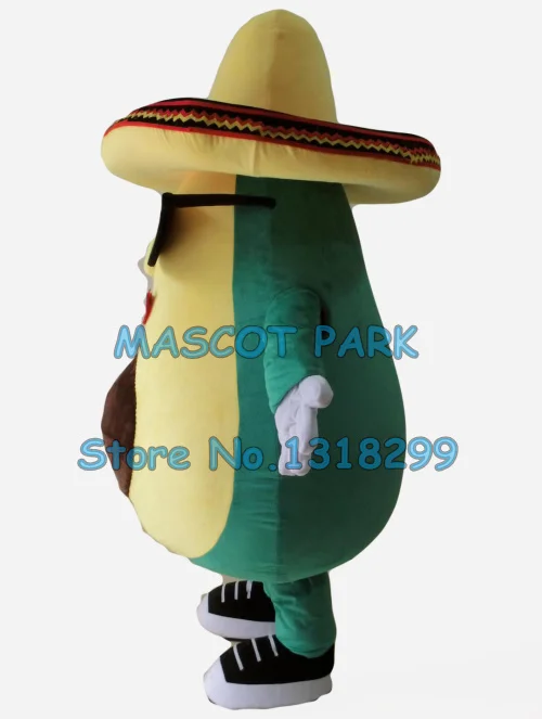 mascot cool mexican avocado mascot costume with a big hat and sunglasses adult size cartoon fruit theme anime cosplay costumes