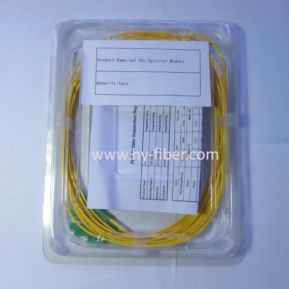 Fiber Optical PLC Splitter, 1x4 ABS Module with Connector, LC/APC, G657A1,3.0mm Cable Length, 1m, 10Pcs