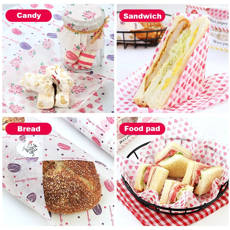 Walfos  50Pcs/Lot Wax Paper Food Grade Grease Paper Food Wrappers Wrapping Paper For Bread Fries Oilpaper Baking Tools