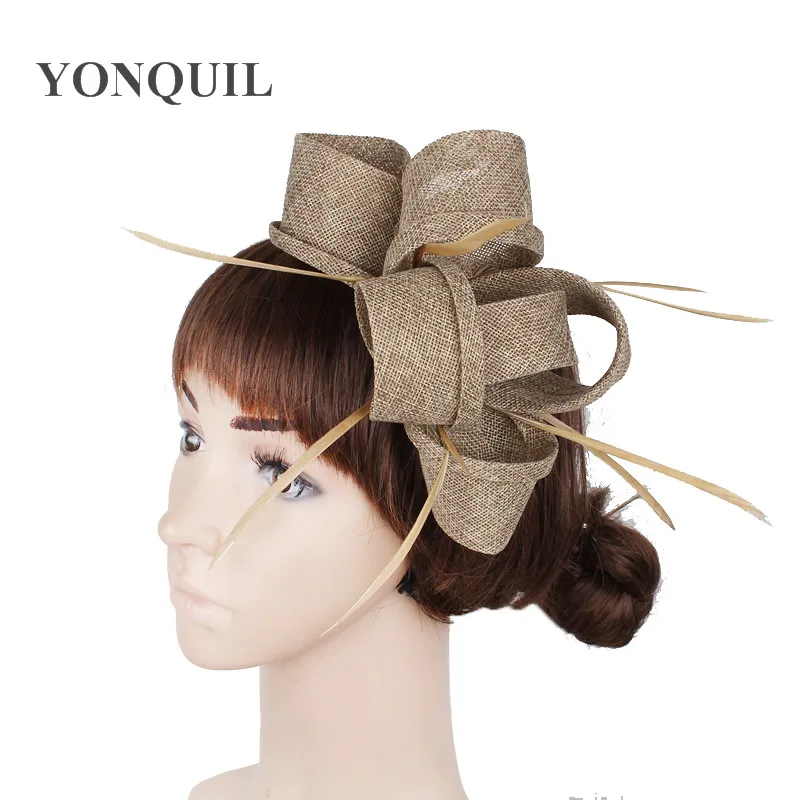 

New Arrival Imitation Sinamay Fascinator Hats Accessories Women WeddingW ith Feather Hair Headwear Ladies Party Wedding Event