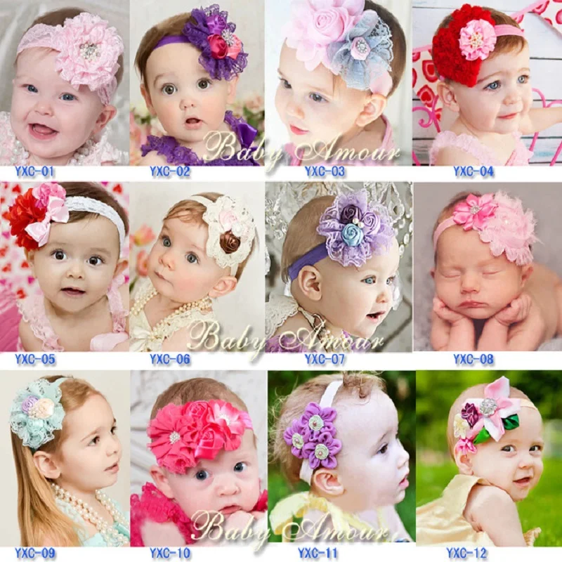 Lace Flower Baby Girls Hairbands Hair Clip Princess Headband Children Hair Bands Head wear Ribbons Young Girl Hair Ribbons H24