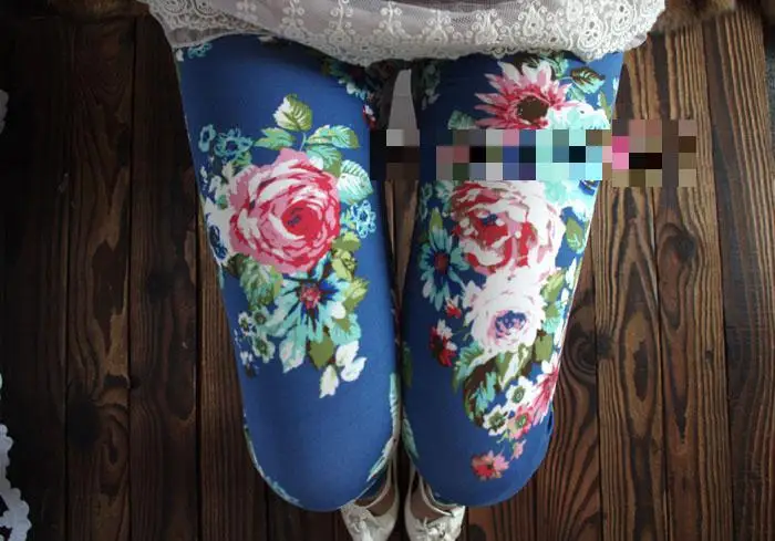 2024 New Arrival Vintage Floral Printed Bottompants Elastic Waist Ankle-length Leggings 11 Colors Available