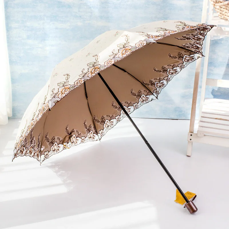 Creative Lace Flower Two Fold Dual-folding Umbrella Parasol Adult Women Female Sunny And Rainy Fresh Princess Sunshade Umbrella