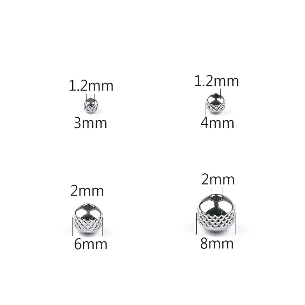 Tire Stainless steel Round Beads 3 4 6 8mm Charm Spacer Loose beads for Jewelry Bracelets Making DIY metal Accessories Findings