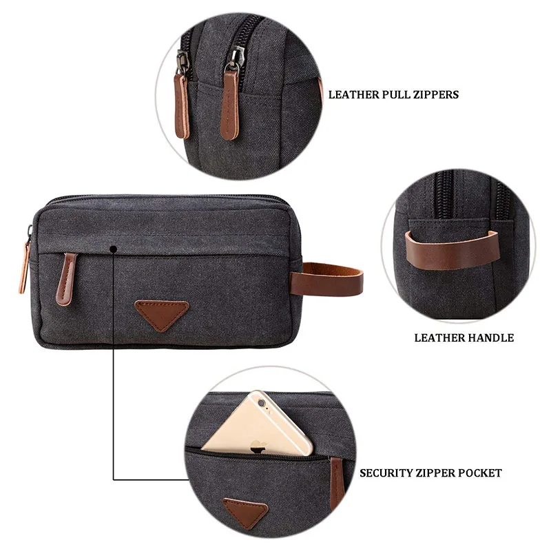 Men Travel Canvas Shaving Kits Cosmetic Makeup Organizer Women Toiletry Bag with Double Compartments Kosmetyczka Beauty Case