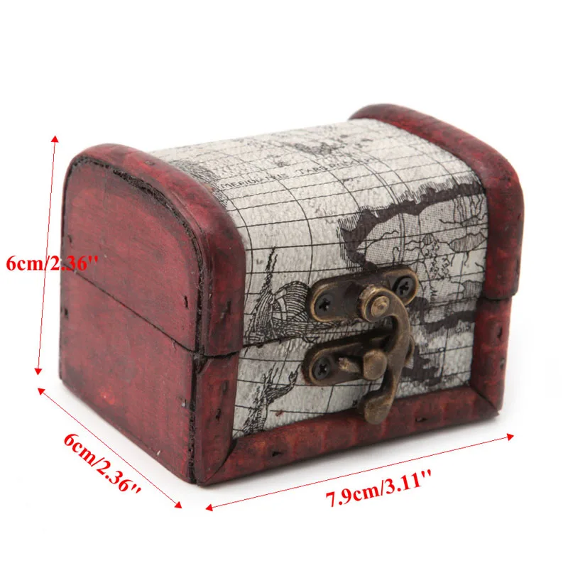 Top Quality Wooden Pirate Map Jewellery Storage Box Case Holder Vintage Treasure Chest MAY-24B