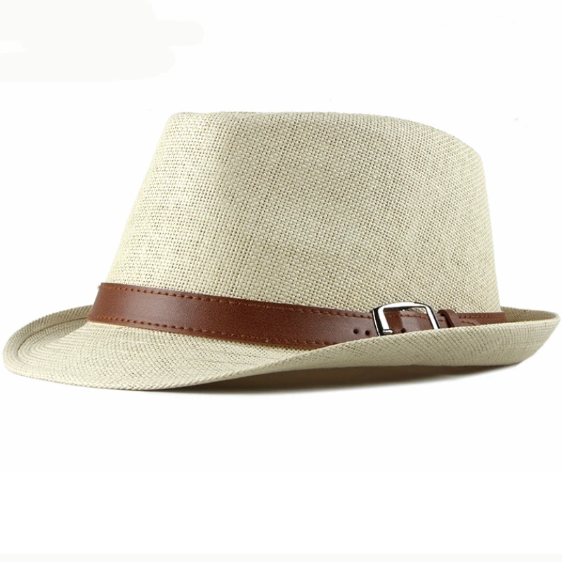 Chapéus de verão ht2490 para homens, chapéu de praia vintage, chapéus de palha de aba curta com cinto, estilo coreano, chapéu panamá