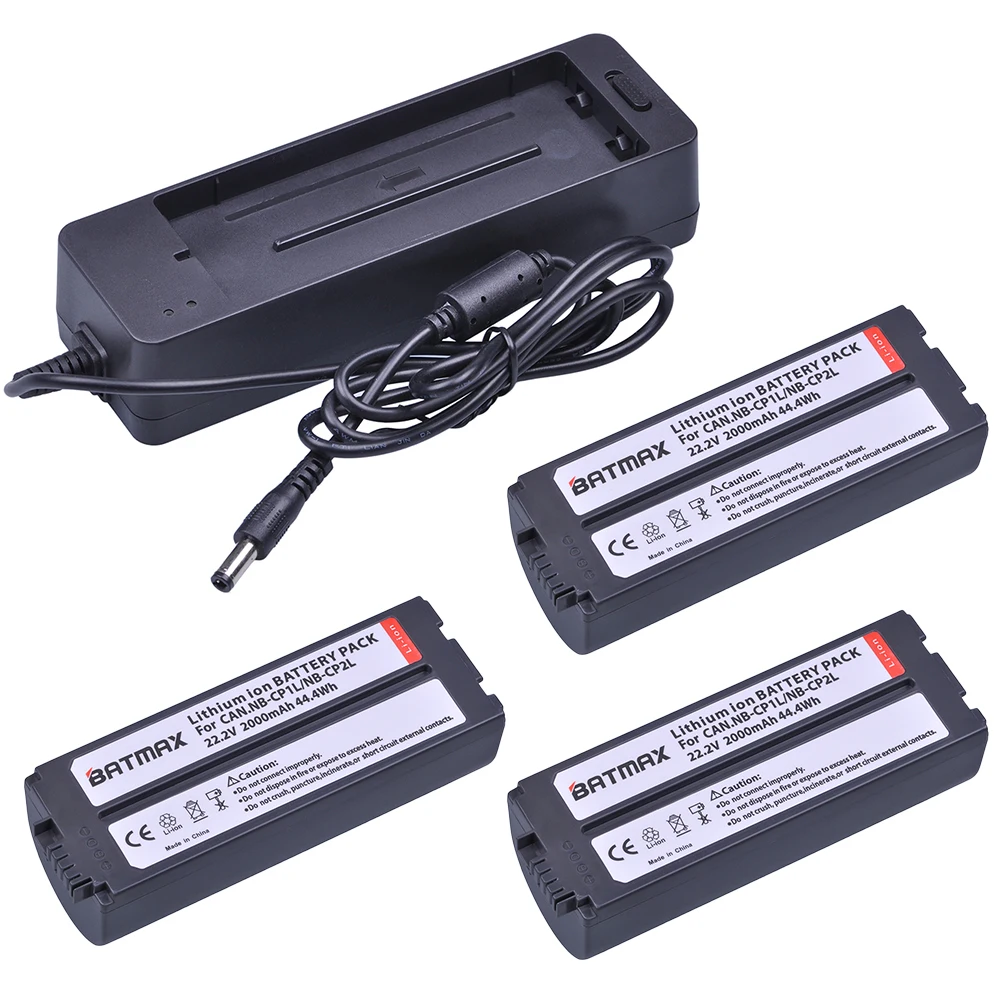 Batmax 3Pc NB-CP2L NB-CP2LH NB CP1L Battery+Charger for Canon Photo Printers SELPHY CP800,CP900,CP910,CP1200,CP100,CP1300,CP1500