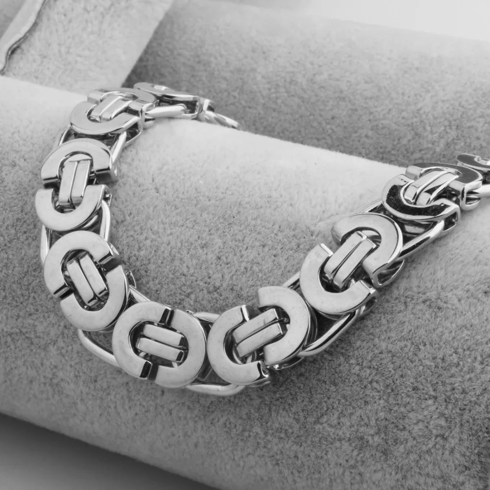 6/8/11MMWide Popular Jewelry Stainless Steel Silver Color Handmade Byzantine Flat Chain Men Women Necklace Or Bracelet 7-40\