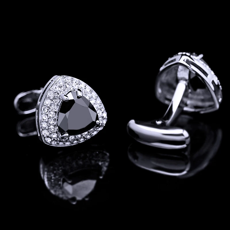 KFLK Jewelry shirt cufflinks for men's Brand Crystal Black Cuffs links Buttons High Quality Luxury Wedding Groom  guests