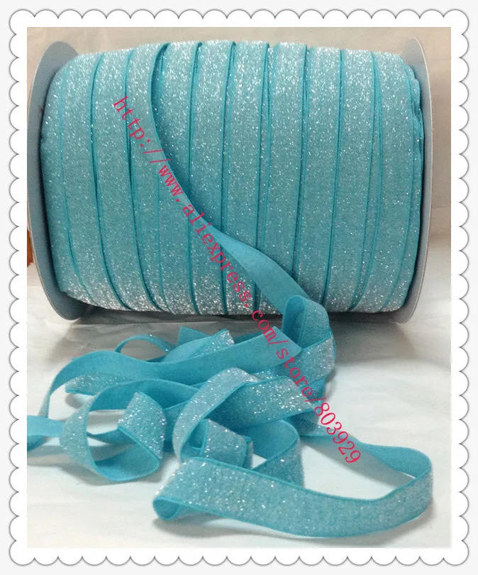 Stretch Misty Turquoise Metallic Velvet Ribbon    Sparkle Ribbon     5/8