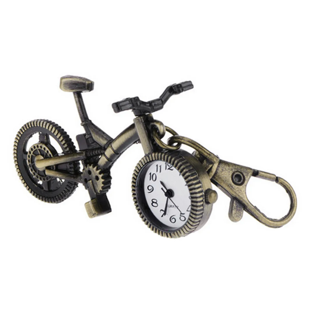 Reloj de bolsillo de cuarzo Unisex, accesorio con forma de bicicleta, Bronce Antiguo, regalo