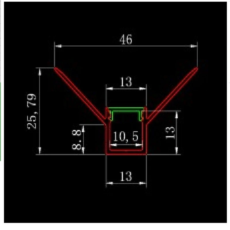 5-30pcs/lot 100cm negative angle plaster board embedded led aluminium profile ,10mm strip bar light housing for wall /ceiling