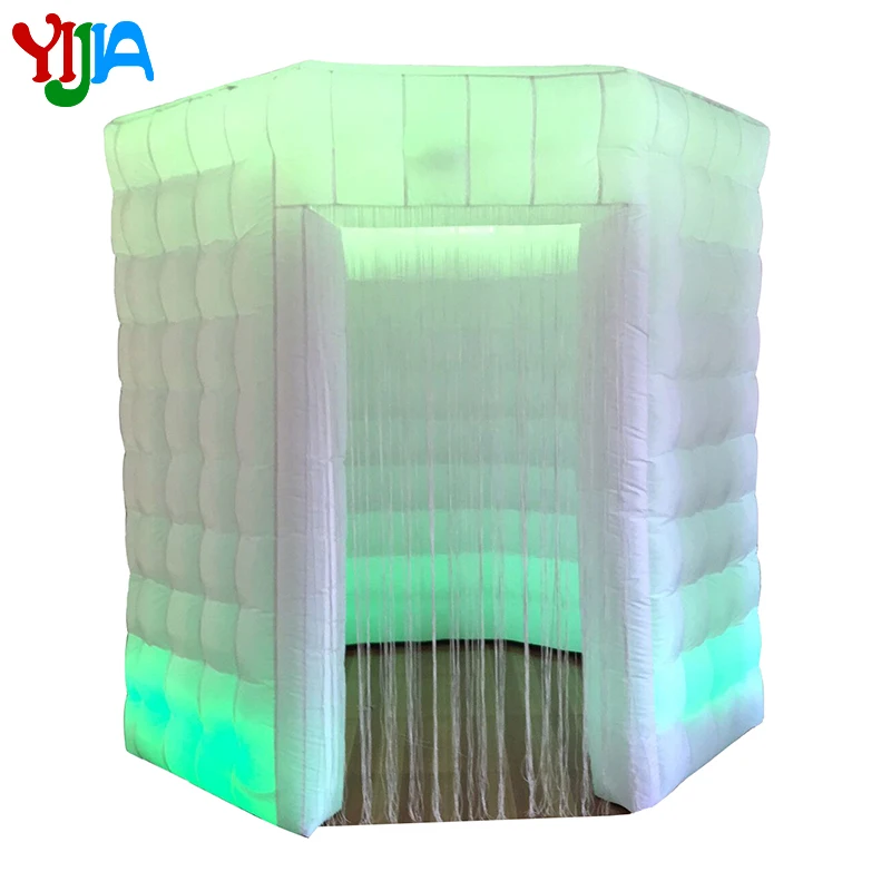 High quality octagon portable inflatable photo booth with roof and LED strips top and bottom inflatable photo booth for Party