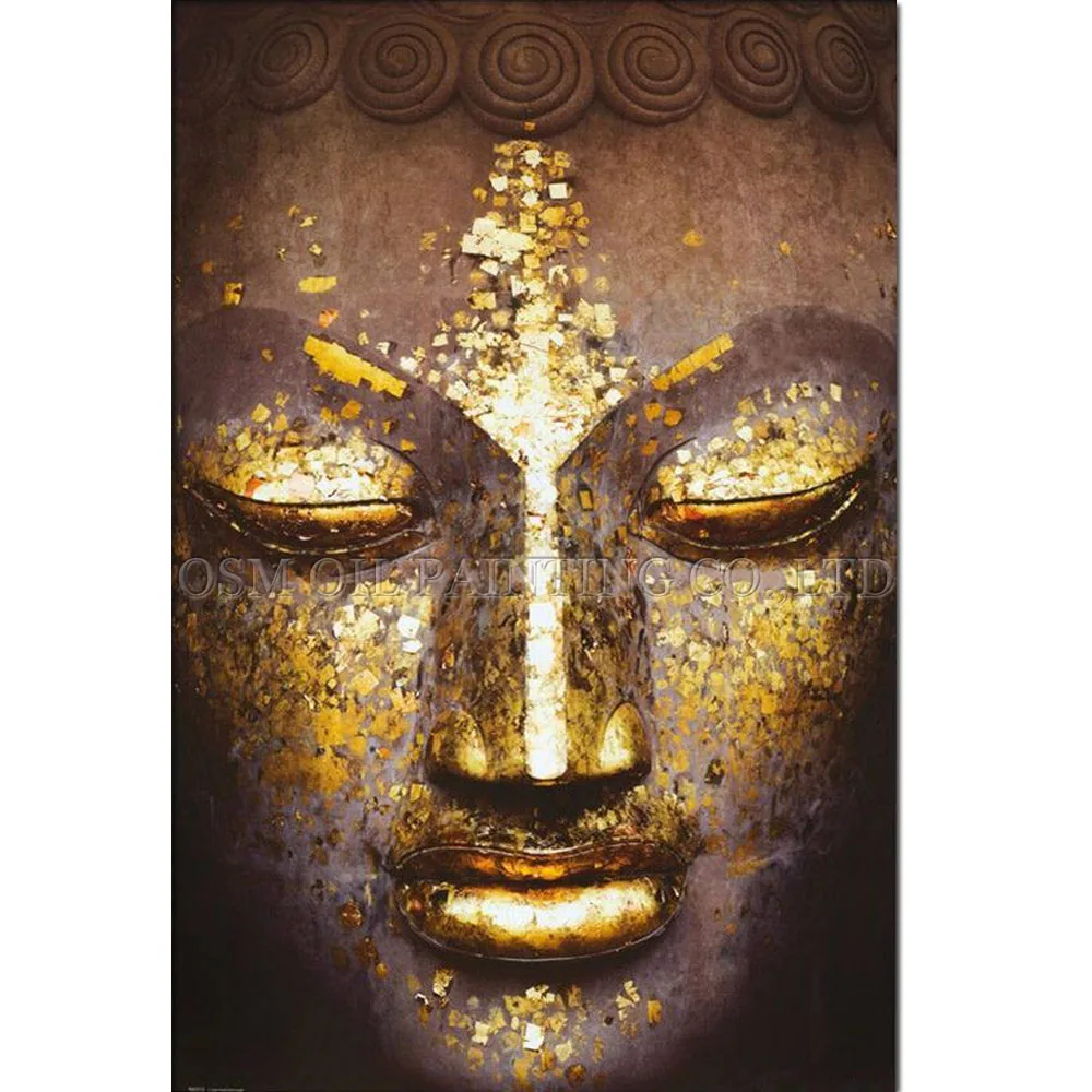 

Professional Artist Handmade High Quality Abstract Gold Colors Buddha Oil Painting Hand-painted Golden Buddha Oil Painting