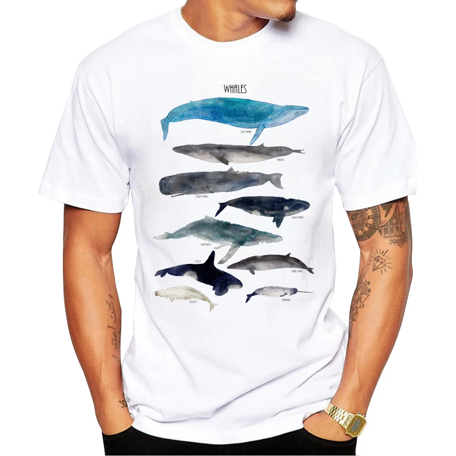 Popular fashion man's Tops 2022 summer latest printed whales design very interesting man T-shirts Hot Tops