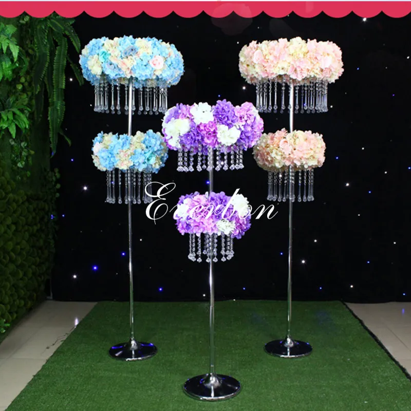 

8pcs/lot, 130-220cm Height Adjustment Available Tall Wedding Crystal Pillar Aisle Flower Stand for Wedding Centerpiece