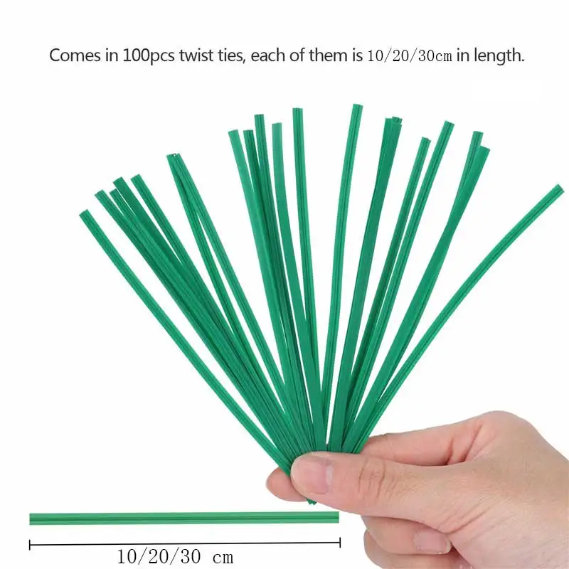 100Pcs Plastic Green Grape Rattan Supports Gardening Vine Climbing Plants Twist Ties Cable Tie Lines Home Office alambre bonsai