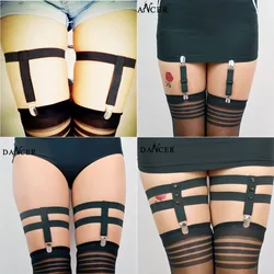 Harajuku punk garter belt leg cage thigh garter fetish sexy garter belt metal clips stockings suspenders women belt P0088