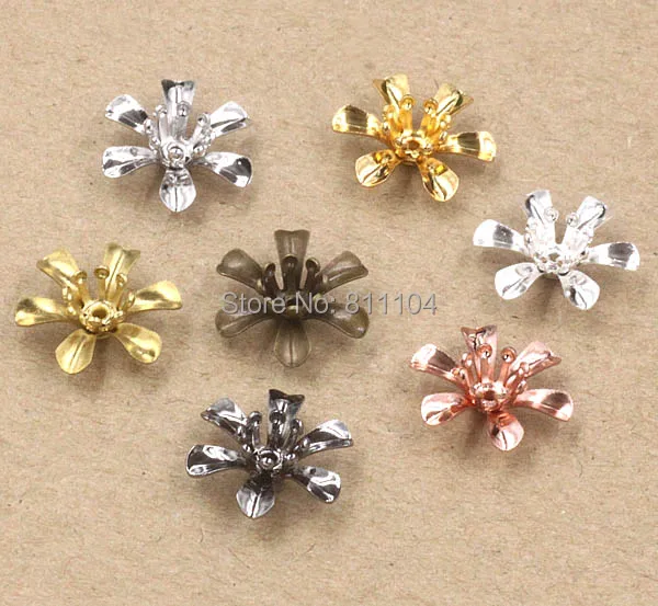 14x5mm Multi-color Plated Brass Metal Blank Filigree Circle 3D Flower Charms Links Wraps Connectors Jewelry Findings Settings