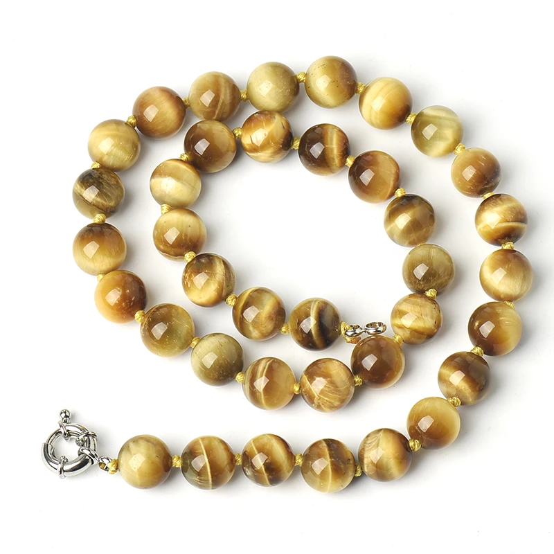 Transparent beads add Light  yellow  and Light brown Mix building style Exquisite 10 MM Golden  Tiger  stone  Necklace