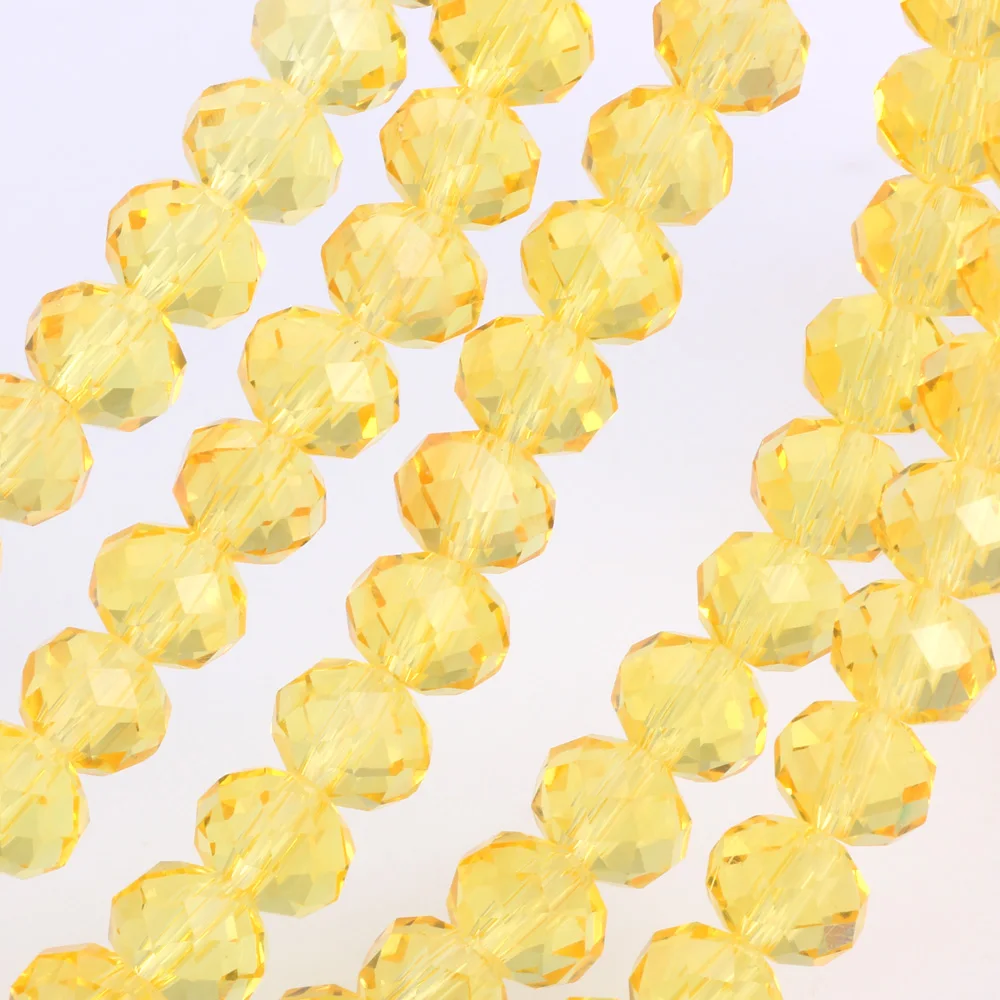 OlingArt 3/4/6/8/10mm Round Glass Beads Rondelle Austria faceted crystal Lemon yellow color Loose bead DIY Jewelry Making