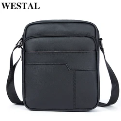 WESTAL men's shoulder bag genuine leather bag for men messenger male crossbody casual handbag small zipper flap bags for man7603
