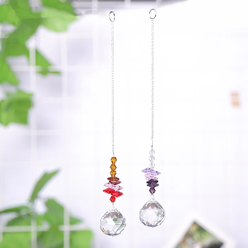 1PCS Hanging Crystal Ball Suncatcher Prisms Rainbow Pendants Wedding Garden Decoration Gifts