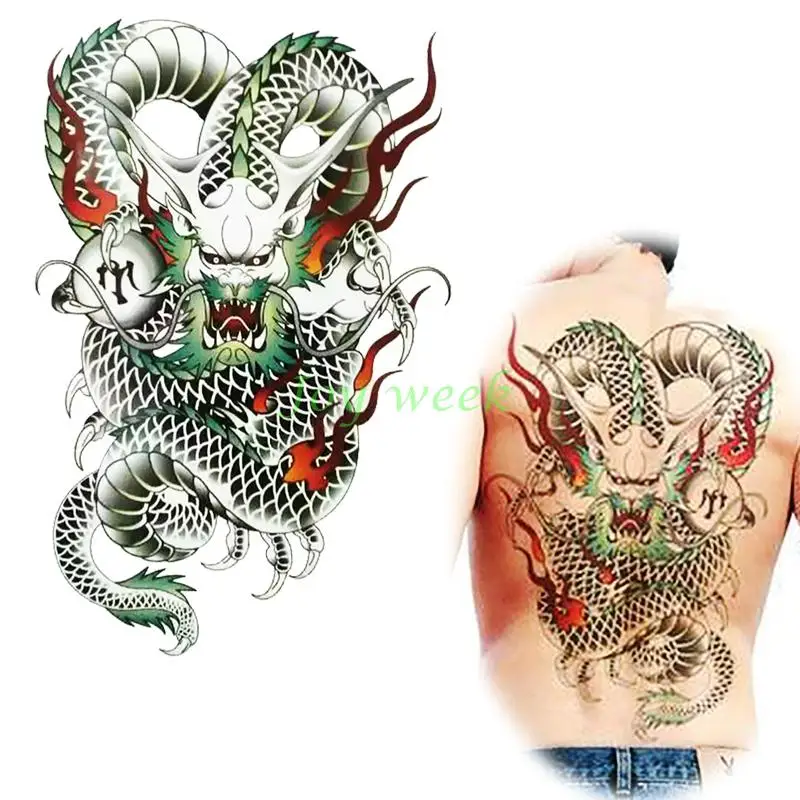 

Waterproof Temporary Tattoo Sticker men's whole back tattoo large size dragon tatto stickers flash tatoo fake tattoos for men