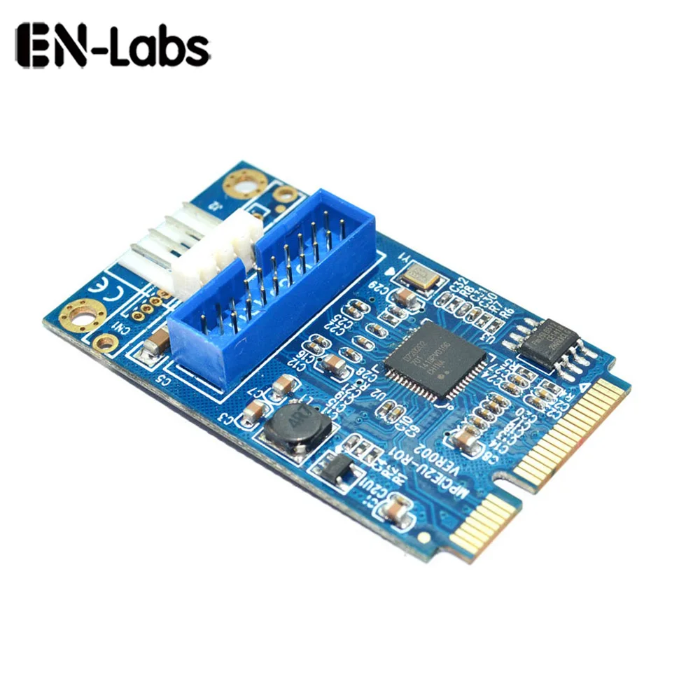 

En-Labs Motherboard Mini PCI Express to Dual USB 3.0 20-pin Add On Card Adapter,Mini PCIe PCI-e to 2 ports USB w/ Molex Power