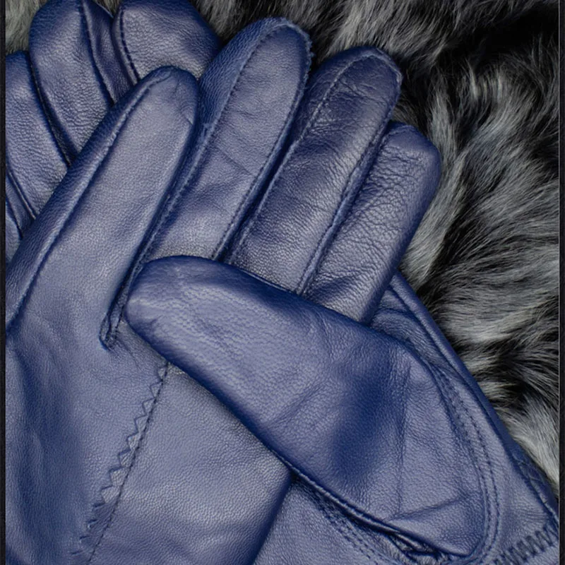 Real Genuine Leather Gloves Women Luxury Warm Sheep Skin Winter Girls Real Leather Yellow Glove Driving Warm Ladies Glove