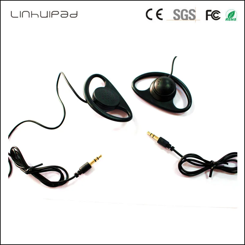 Linhuipad 3.5mm Stereo Sport Ear Hook Earphones for Driver Mobile Phone BASS Running Earbuds Tour guide travel Headset 200 PCS