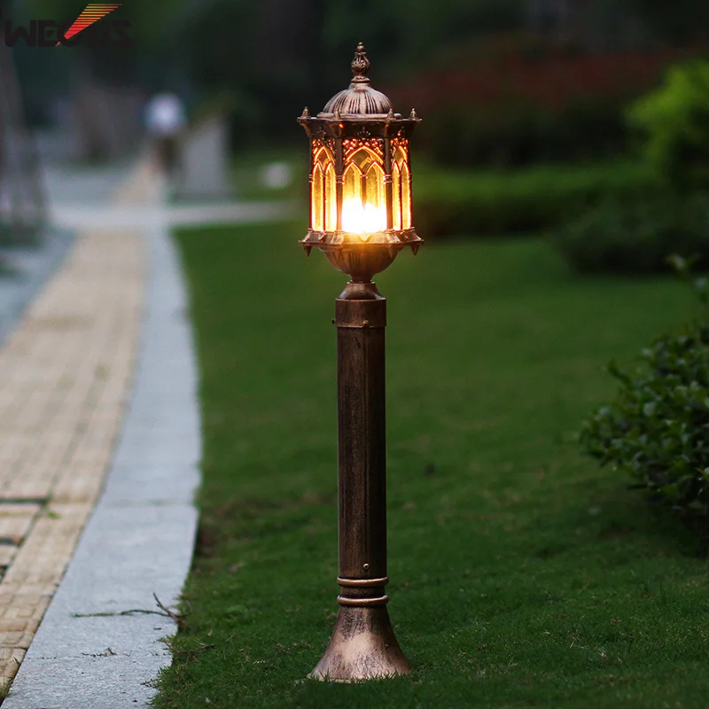 Lámpara de césped de Villa de jardín europeo, poste alto (0,8 m), lámpara de césped de patio, lámpara de columna para exteriores, lámpara antigua