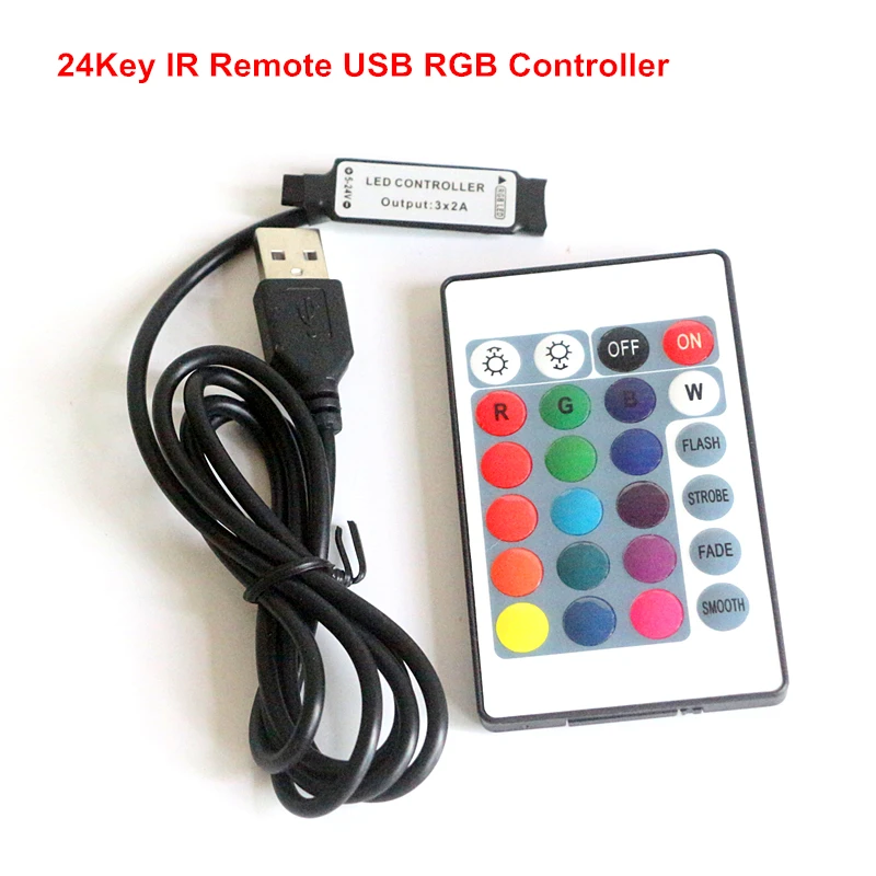 DC 5V 12V 24V 12A USB RGB LED Controller 3Key / 24Key IR / 44Key IR / 17Key RF Remote RGB Dimmer For 5V USB RGB LED Strip light