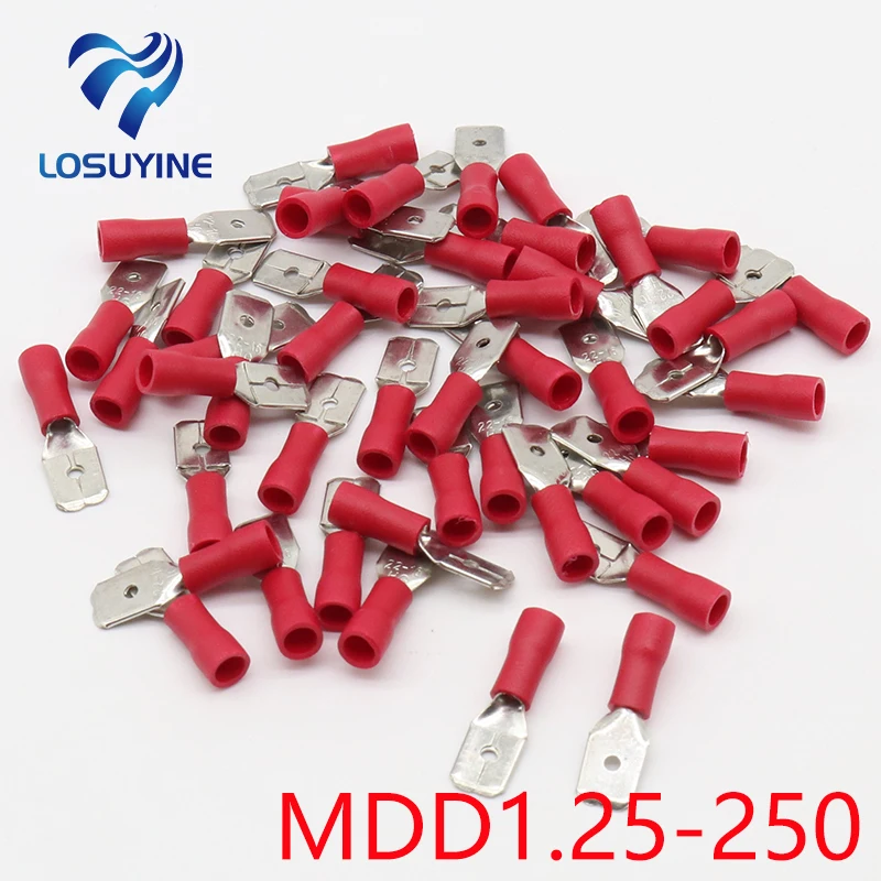 Borniers à sertir AWG MDD1.25-250 MDD1-250 pièces/paquet, connecteur rapide, lame isolée, mâle, MDD,