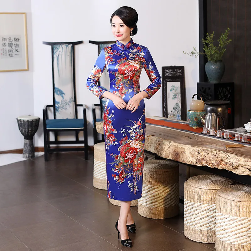 Plus Size XXXL Women Classic Cheongsam Rayon Floral Elegant Evening Party Dress Traditional Mandarin Collar Chinese Qipao