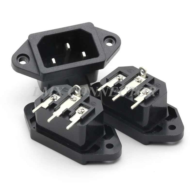 

10PCS IEC320 C14 Black Male Plug Power socket 3P Connector iron copper Switch 250V 10A AC-08C