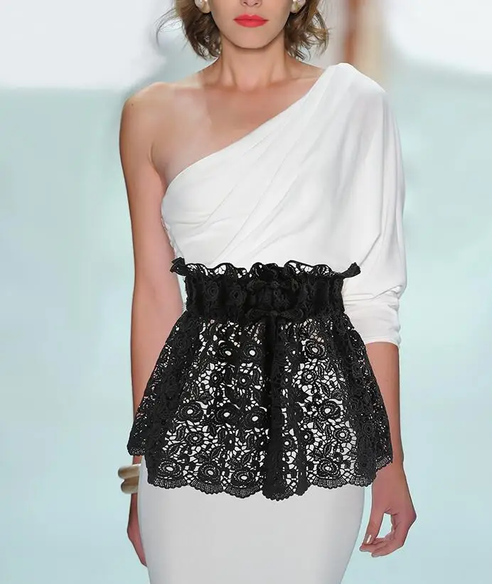 Runway moda donna elastico in vita largo pizzo Cummerbunds vestito femminile corsetti cintura cinture decorazione cintura larga R1470
