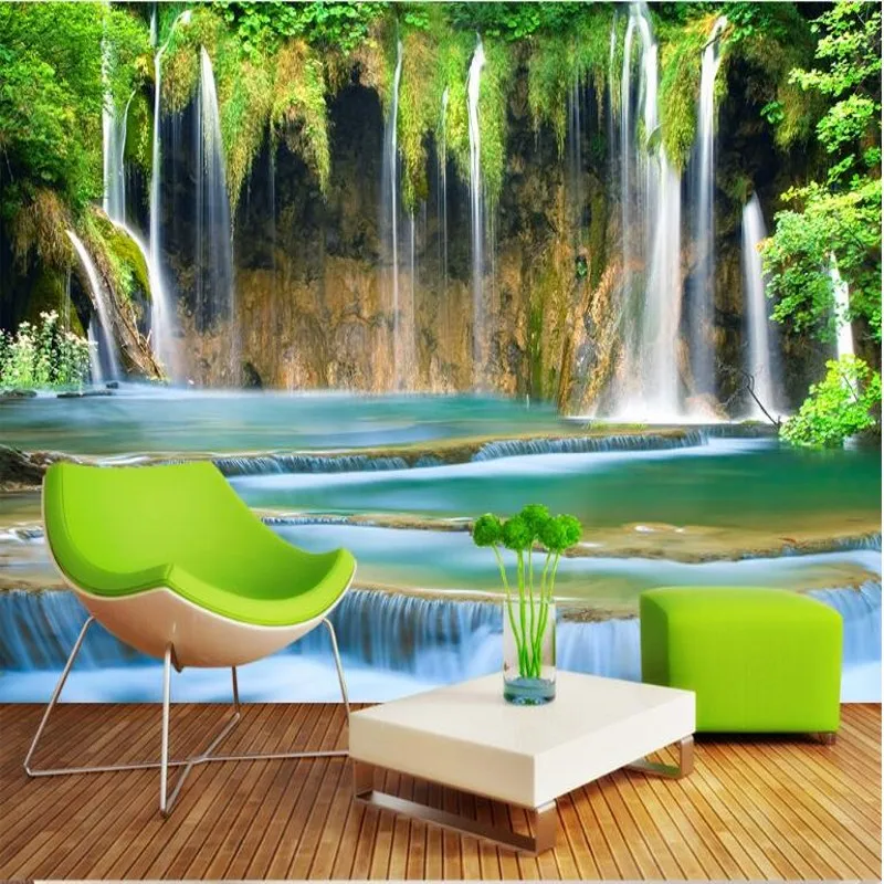 wellyu Custom large - scale murals water health waterfall three - dimensional landscape background wall background wallpaper