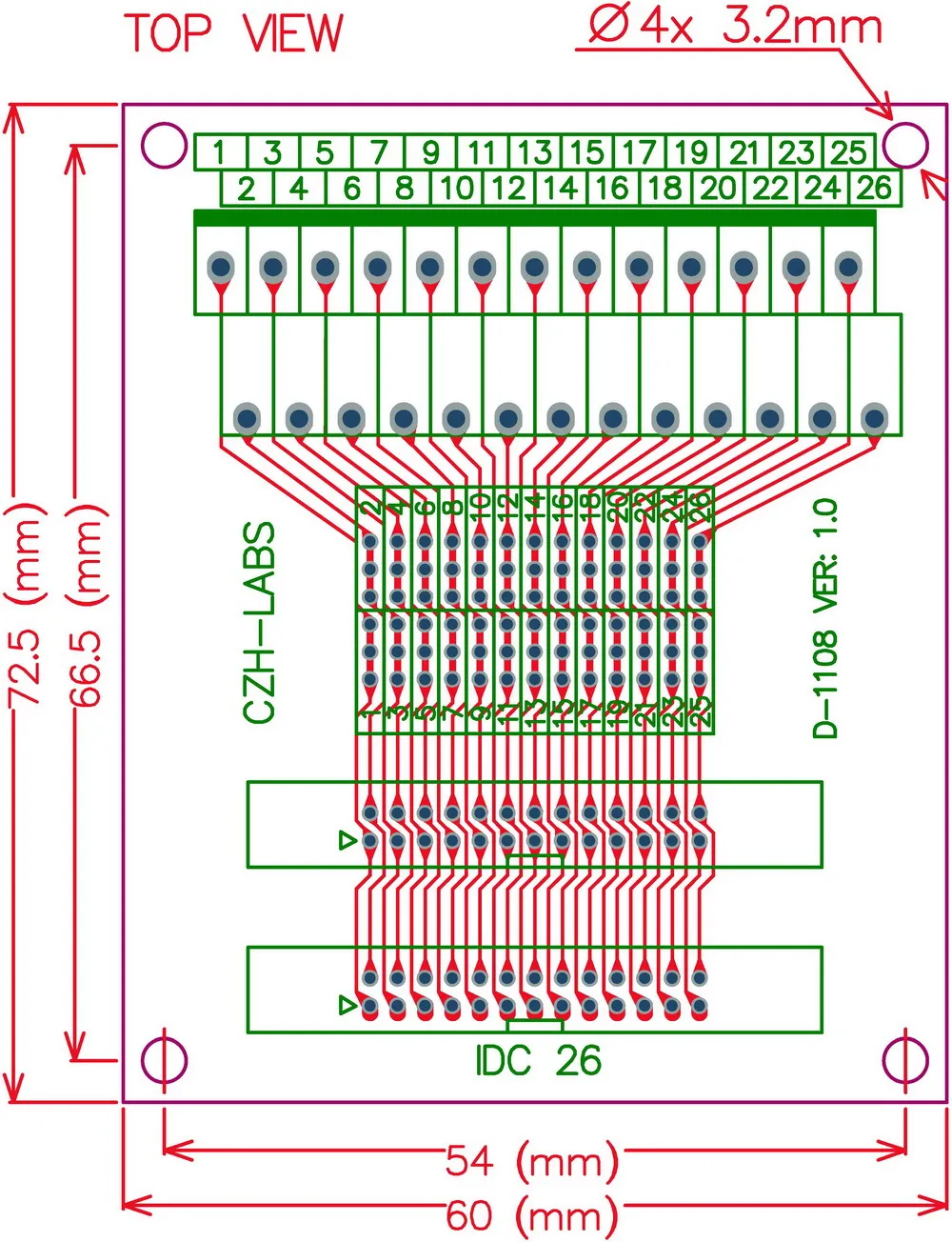 Placa de arranque de doble cabezal macho, conector de Terminal de tornillo, 2x13 Pines, 2,0mm, IDC-26